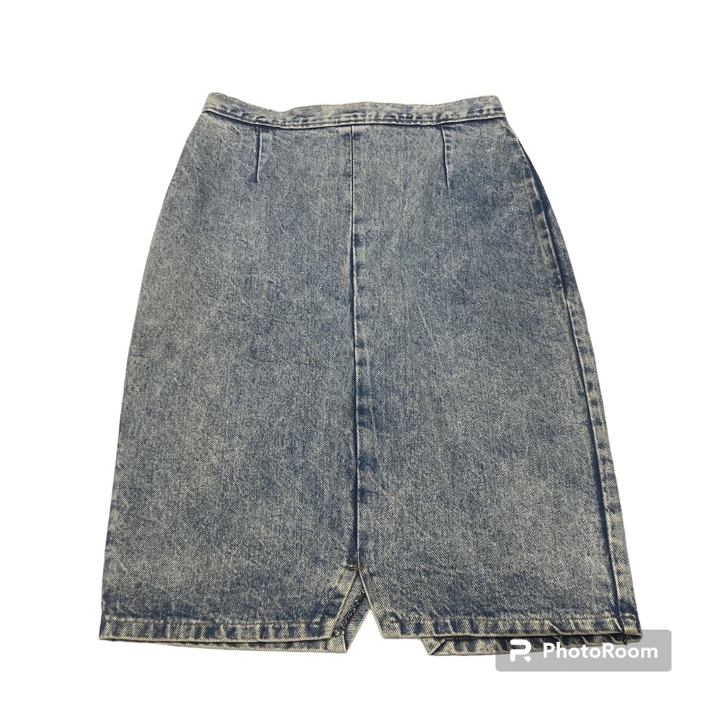 Vintage Averroe Knee Length Denim Skirt Women's Size 9 Acid Wash Blue Jean